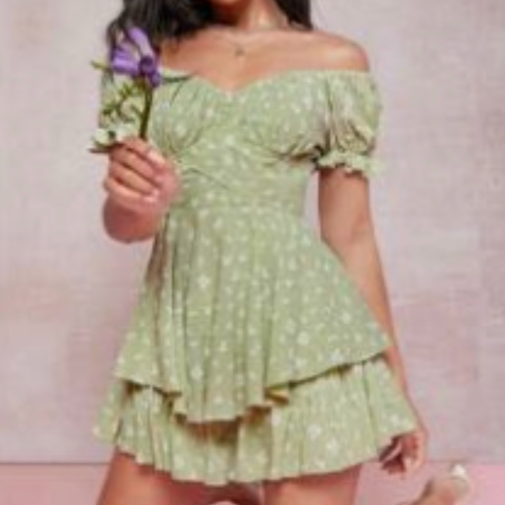 Green flowy romper